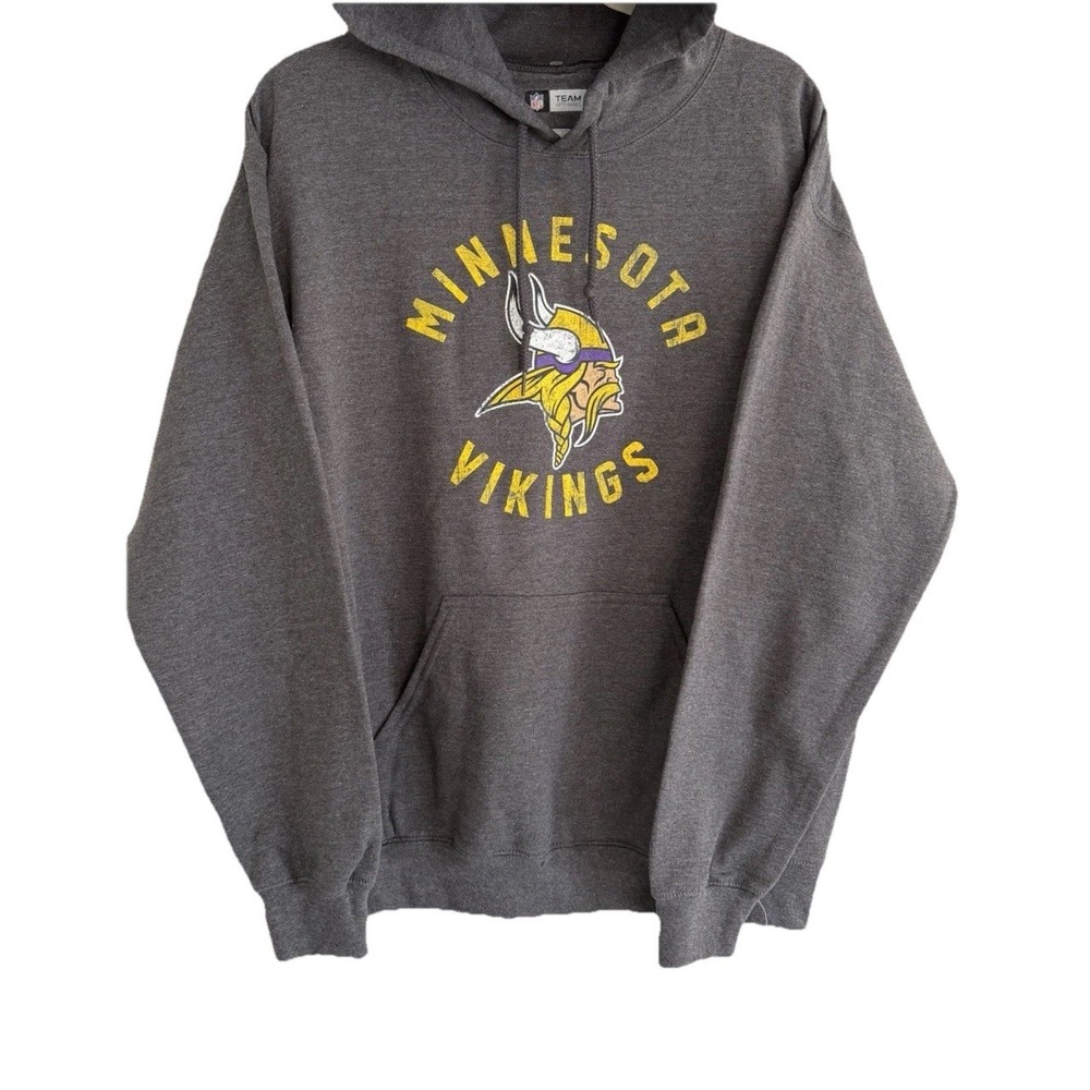 NWT Minnesota Vikings Hoodie Men's Sweatshirt Size M Heather Gray NFL Team